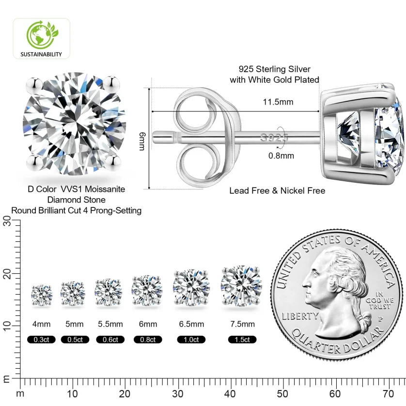Luxury Moissanite Stud 1ct VVS 925 Sterling Silver Men Women Jewelry Flower Cluster Halo Diamond Earrings With GRA Certificate - Image 4