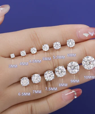 USA Local Stock Men Women Luxury 18K Gold Plated Sterling Silver Classic VVS Moissanite Diamond Stud Earrings With Gift Box